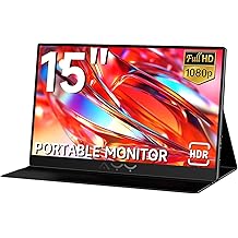 AYY Portable Monitor for Laptop 15 Inch, FHD 1080P USB-C HDMI Travel Monitor External for Computer, Second Display HDR IPS Gaming Monitor Extender for PC MAC Phone PS4/5 Xbox Switch, Built-in Speakers