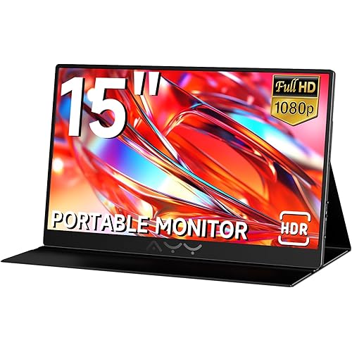 AYY Portable Monitor for Laptop 15 Inch, FHD 1080P USB-C HDMI Travel Monitor External for Computer, Second Display HDR IPS Gaming Monitor Extender for PC MAC Phone PS4/5 Xbox Switch, Built-in Speakers