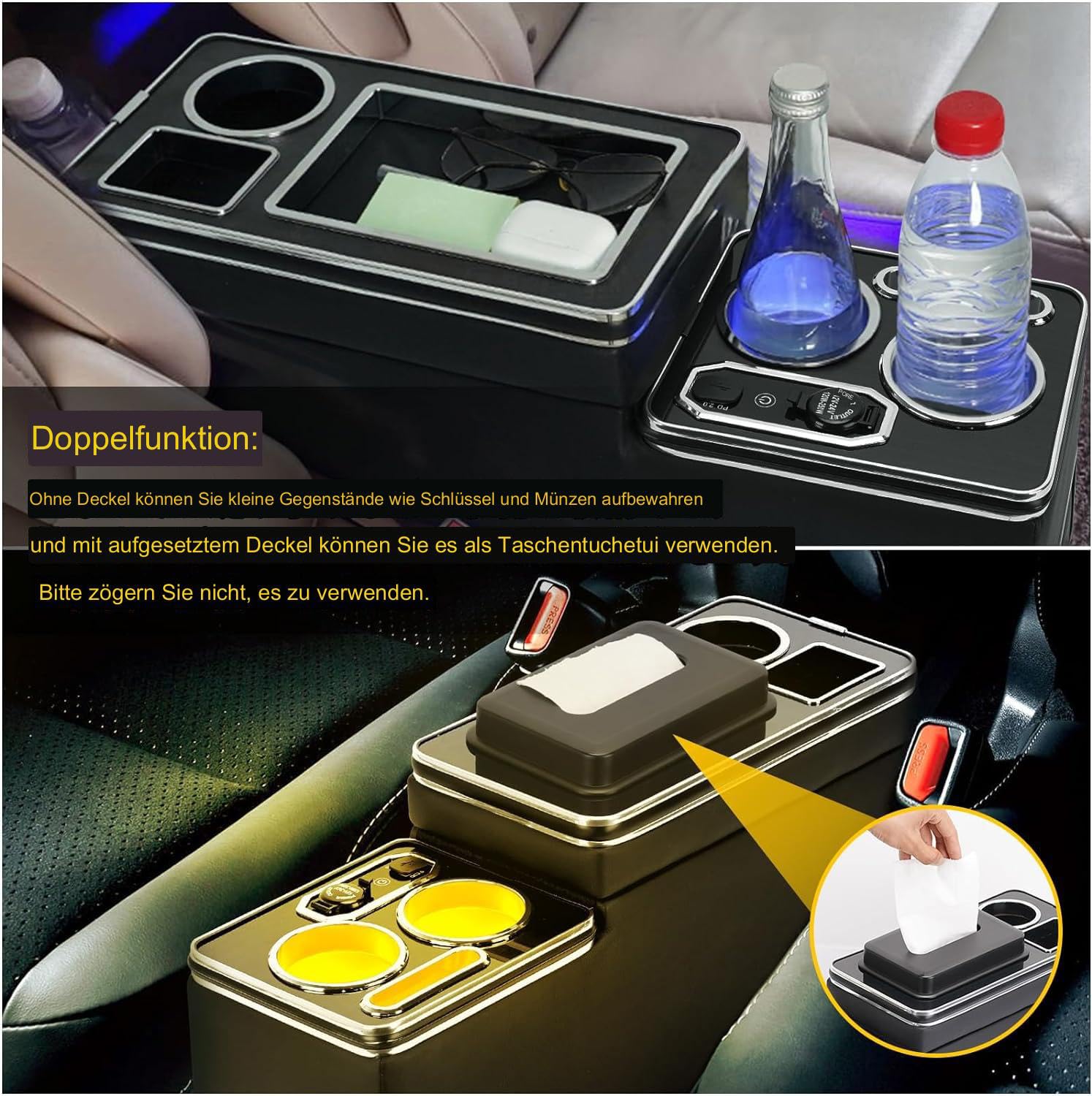 JINBZZON Console Centrale Avec Améliorée De Rangement Compatible Avec