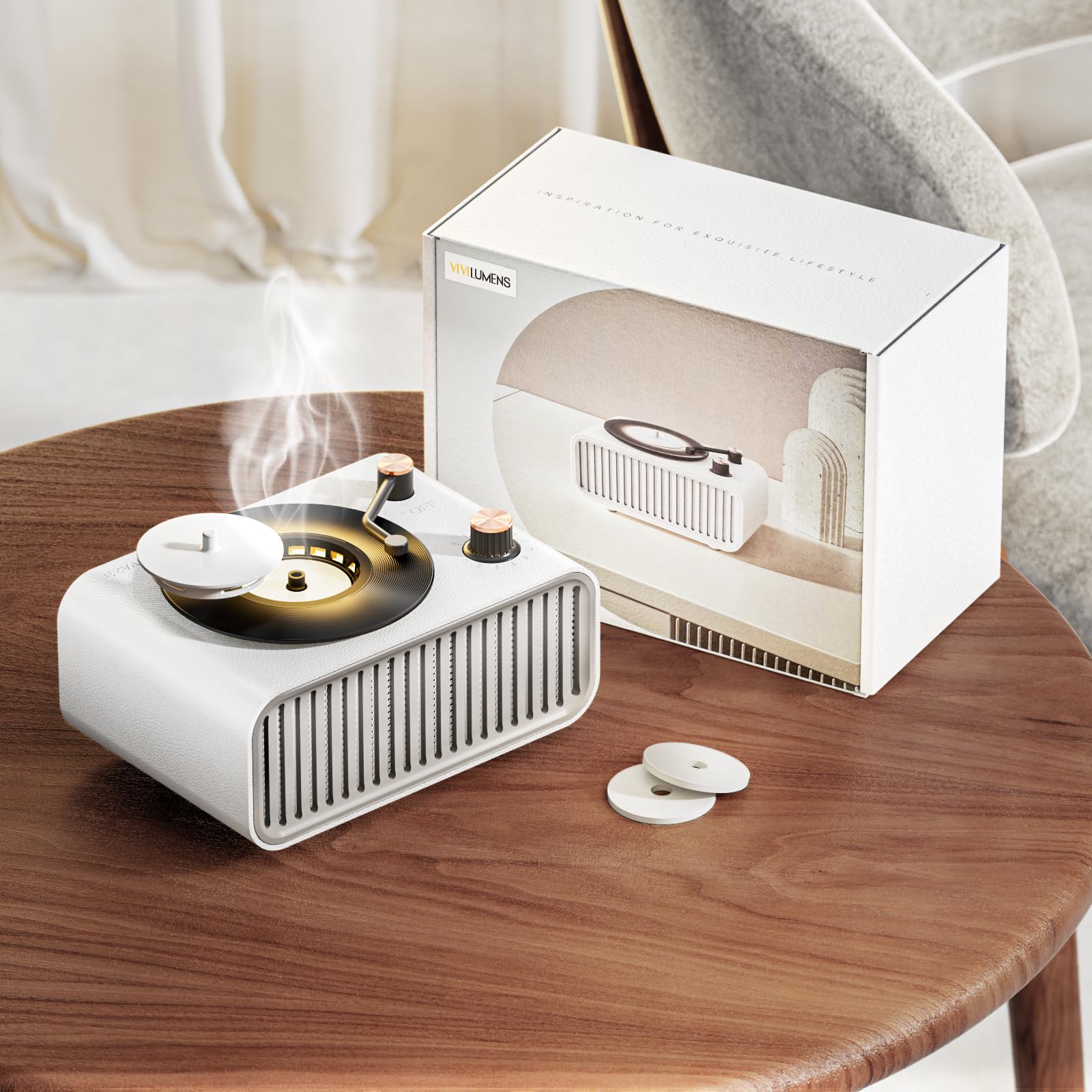 Vivilumens Speakers Bluetooth Wireless, 3 in 1 Protable Cute Speakers Vintage Style with Aromatic, Small LED Night Light for Home Office Decor, Ideal Gifts for Birthday, Anniversary