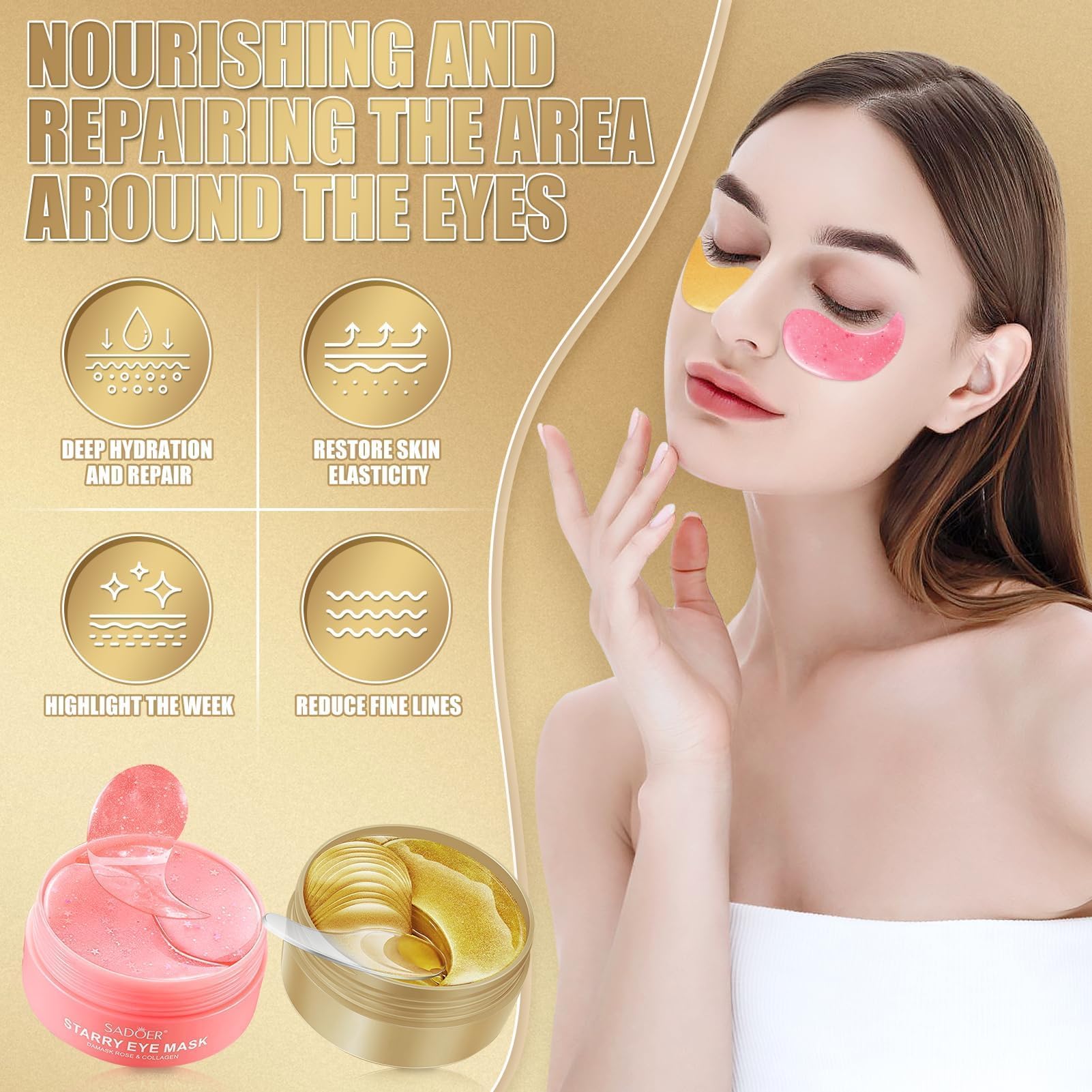 120 Pcs Collagene Patch Occhi Maschera Contorno, Patch Occhiaie e Borse, Eye Patch Occhi Essence, Maschera Occhiaie ldratante Antirughe Antieta, Riduce Gonfiori