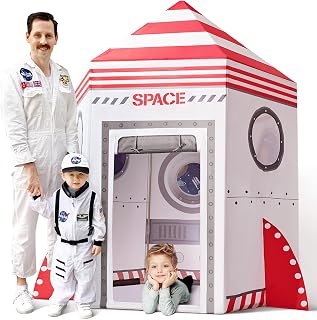 Tiny Land Kids-Tent, 5.6 ft Rocket Ship for Kids, Space Toys for 3,4,5,6,7,8 Year Old Boy & Girl- Imaginative Play Tent, Playhouse, Space Tent, Spaceship Tent, Ideal Gift in Holiday & Birthday