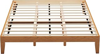 No Box Spring Needed Queen Size Bed Frame - 12 Inch High Profile with Strong Wood Slats, Solid Wood Build for Maximum Support, Easy 30-Minute Assembly - Rustic Charm