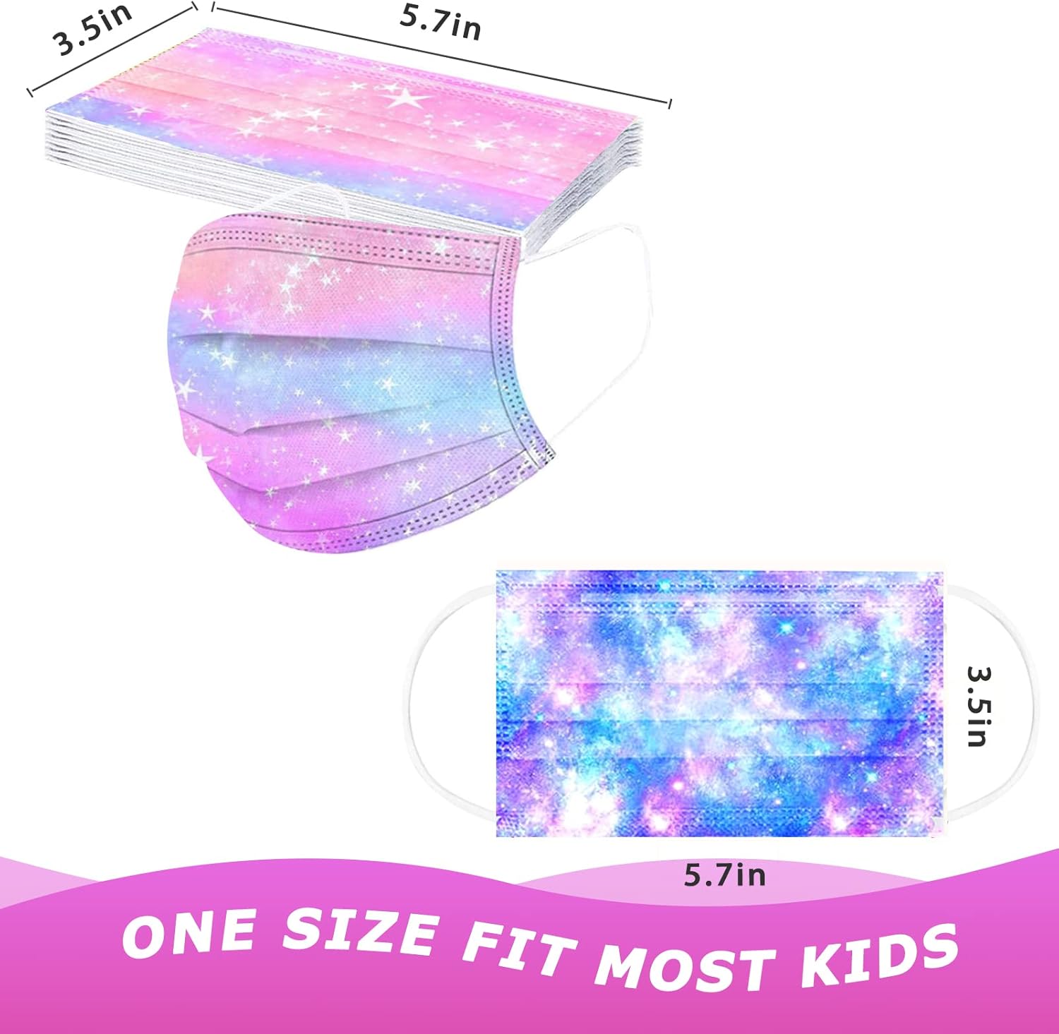 50PCS Kids Disposable Face_Mask 3Ply Breathable & Comfortable Starry Sky Colorful Printed Design Kids Face_Masks Disposable with Elastic Earloop Mouth Filter Tools for Children Boys Girls Back to School Supplies Christmas Gift : Clothing, Shoes & Jewelry