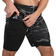 JWJ Mens Running Athletic Workout Sports Mens 2 in 1 Shorts Breathable Gym Short for Men with Pocket