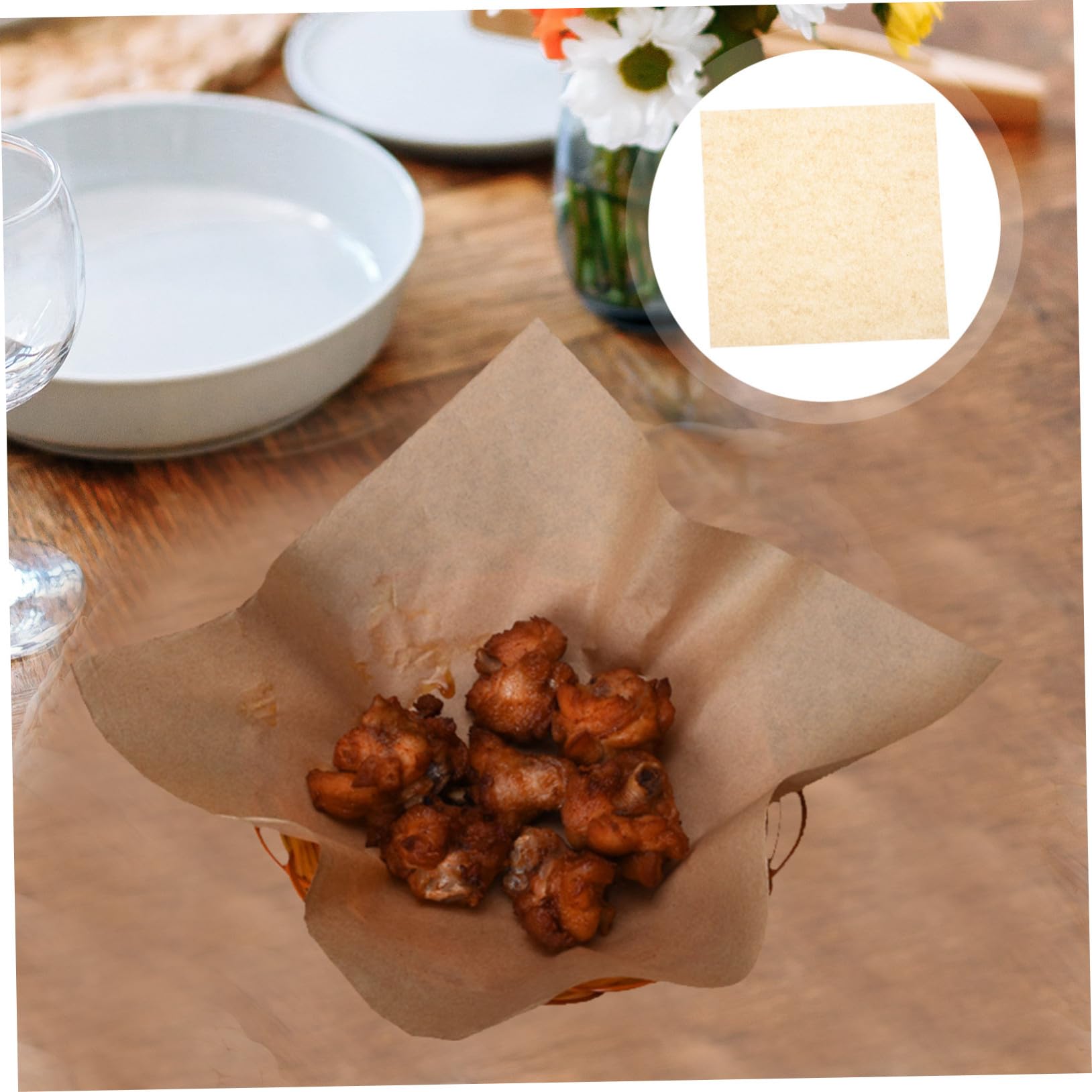 Carta da Forno Antiaderente 20x20 Cm in Carta Alimentare Resistente al Calore per Fritture e Snack, Assorbente Olio Cucina per Feste e Ristorazione, Confezione da 500 Fogli