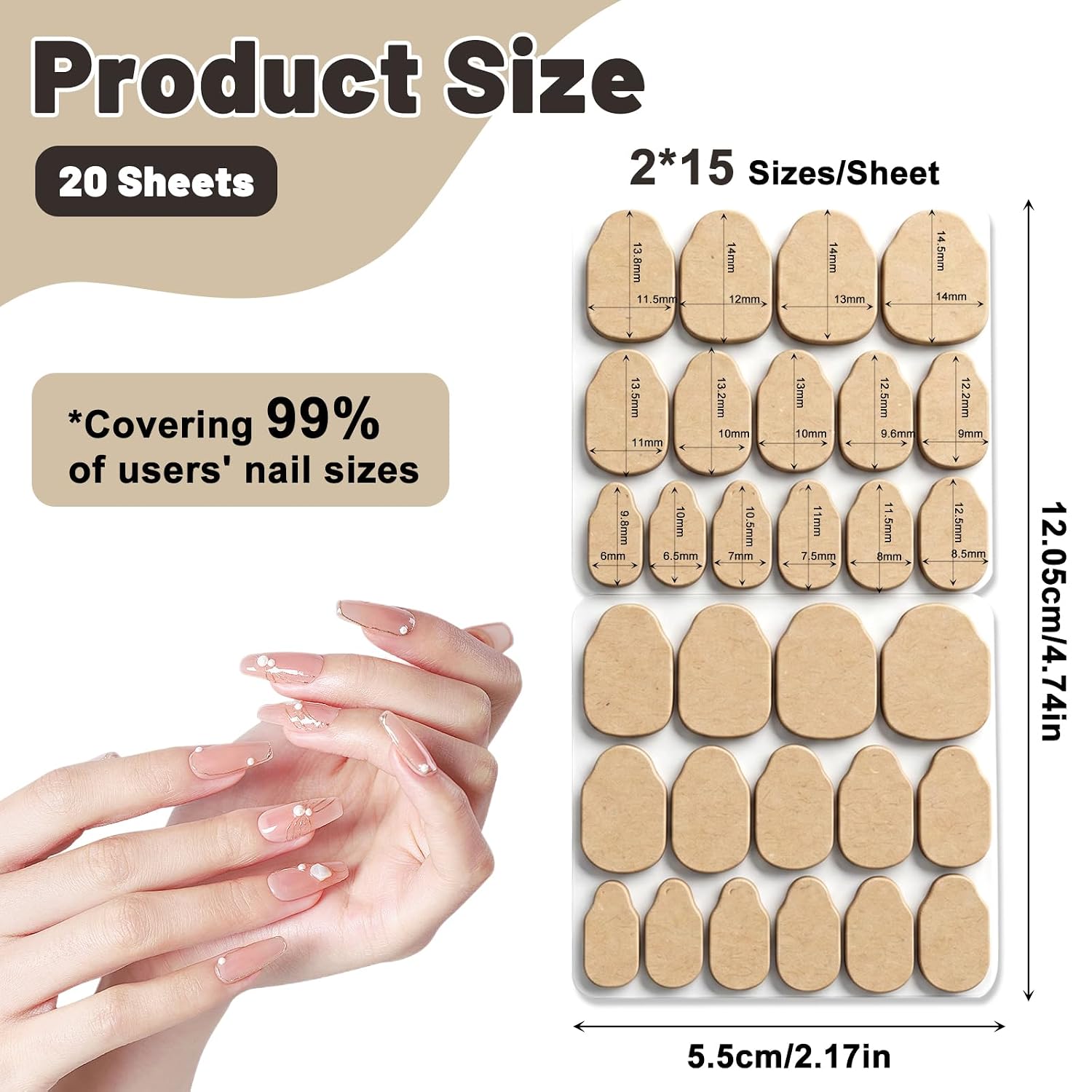 Ouligay 600 PCS Adhesive Nail Tabs 15 Sizes 0.3mm Press on Nail Sticky Tabs Ultra-Thin Waterproof Nail Glue Stickers for Shower Daily Home DIY Use, Non Toxic Nail Glue