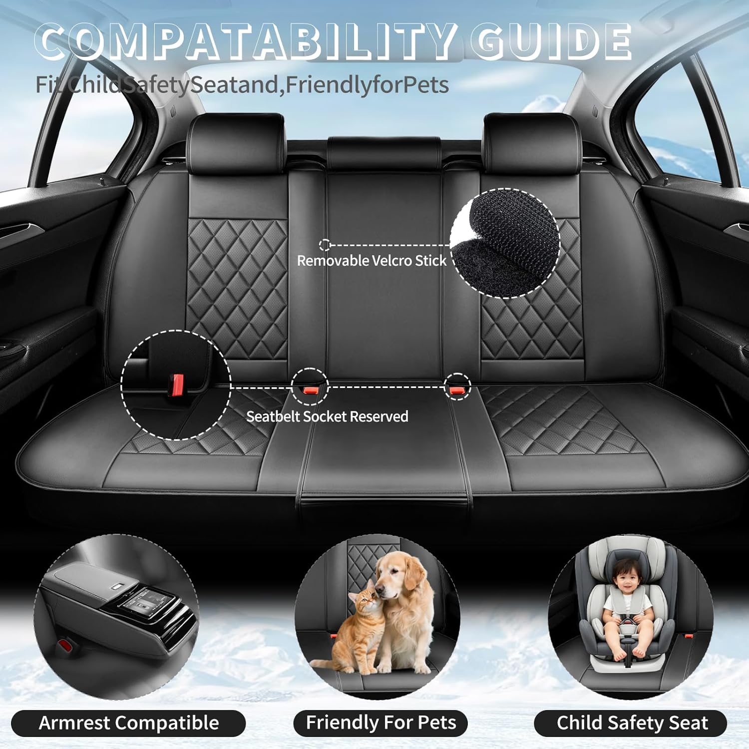 Fit TSX Premium Leather Car Seat Covers for Acura TSX 2009-2013 2014 - Waterproof，Breathable，All-Weather Seat Cushion Protecto & Airbag Compatible, 2 Front Seat Black