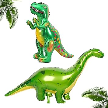 SwirlColor Dinosaur Balloons, Large Foil Animal Balloons Inflatable Dinosaur Balloons Kids Party Decoration 2pcs,Green