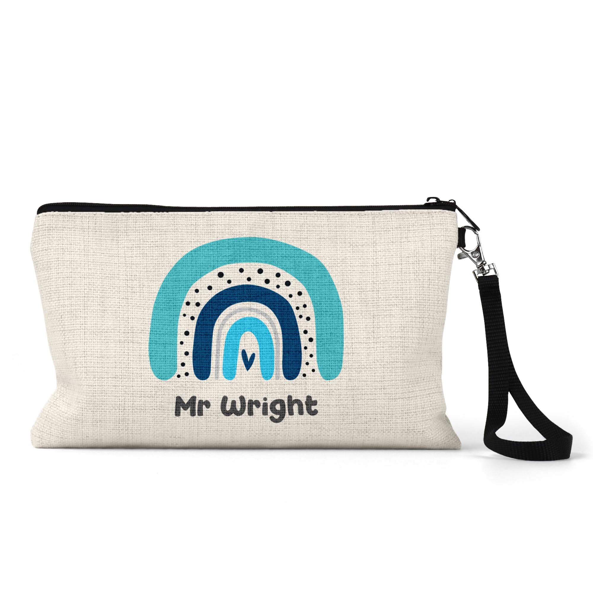 Chicken Craft Personalised Teacher Pencil Case - Blue Rainbow with Heart Design - Custom Name Gift for Male Teachers, Assistants or SENCO Staff - End of Term Thank You Stationery Pouch