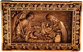 Holy Family Wood Carved Religious Nativity Scene Christian Wall Art & Inspirational Christmas DecorWork Artwork Sizes & Free Personal Engraving - Unique Catholic Art