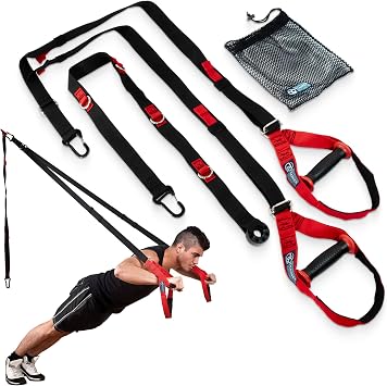 Fitness Mad Suspension Training System | Sling Trainer with Door Anchor | Suspension Trainer for Strength Training & Body Weight Resistance | Full-Body Training   Workout Anywhere