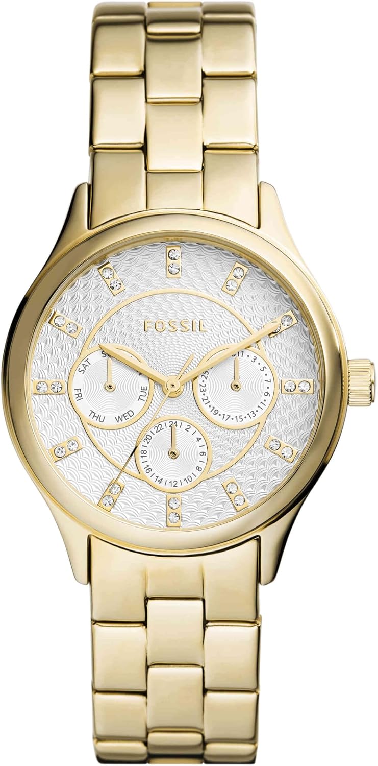 Modern Sophisticate Multifunction Gold-Tone Stainless Steel Watch