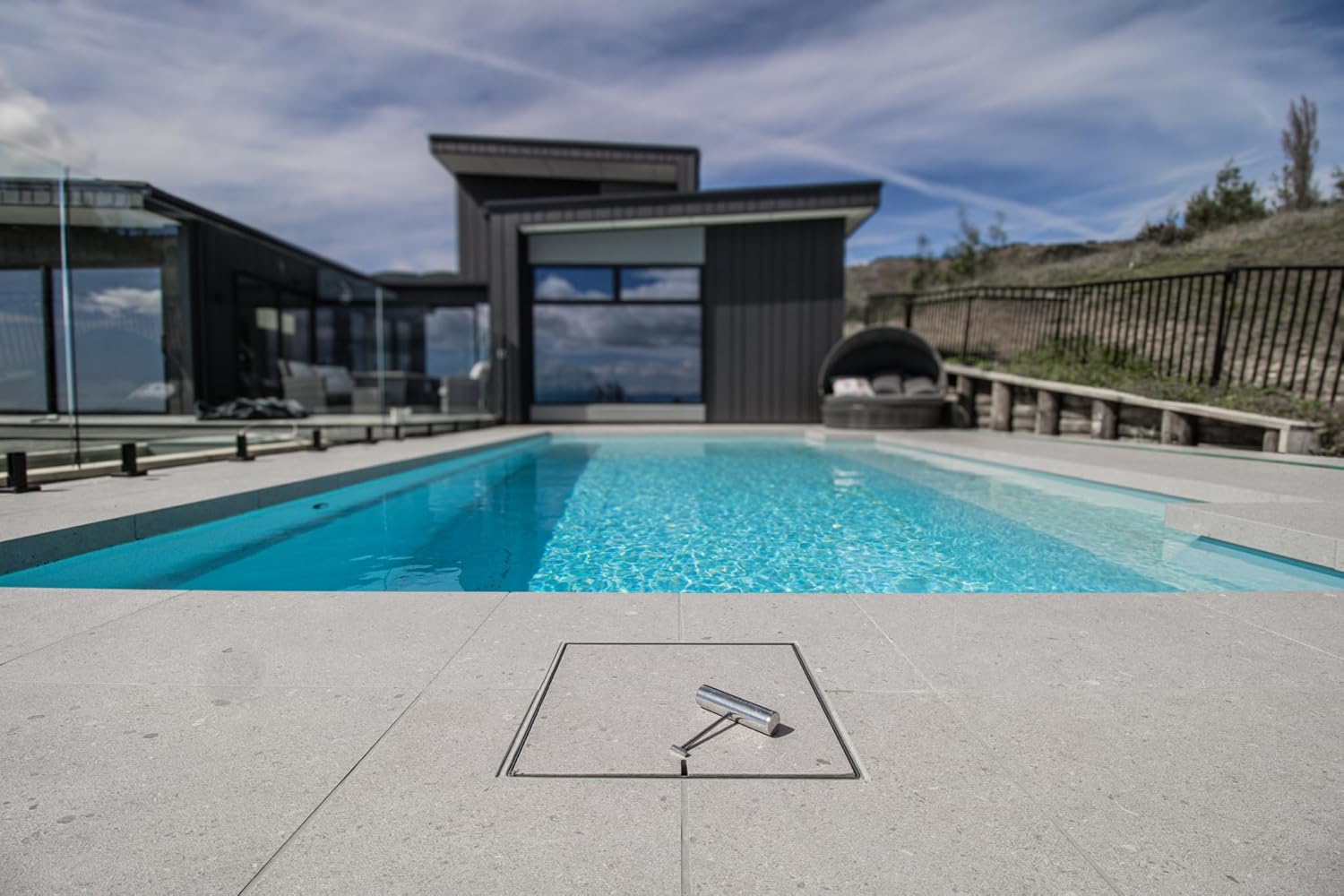 HIDE Pool Skimmer Cover Kit - 12" Luxury Hidden Skimmer Lid (2.5" Inlay Depth)
