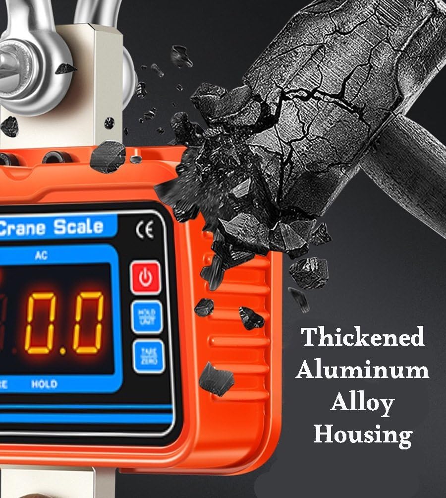 3000kg / 6600lbs Digital Crane Scale, Waterproof Industrial Scale with Remote, Rechargeable Hanging Scale Division 0.5kg with Shackle & Hook, Highly Visible LED Display