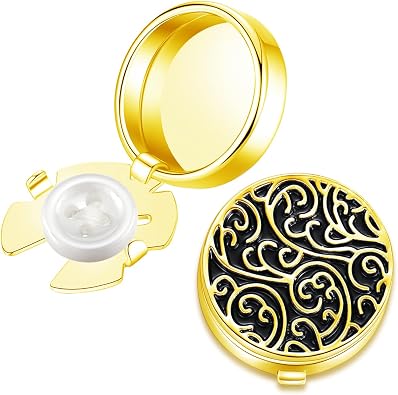 HONEY BEAR Round Retro Pattern Carved Print Button Covers Cufflinks for Men Ordinary Shirt