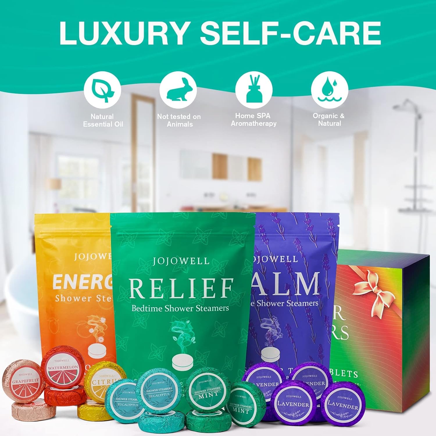Shower Steamers Aromatherapy - 39 Packs Shower Bombs Birthday Gifts for Women,Gifts for Mom, Wife, Organic Essential Oils Stress Relief, Christmas Gifts Stocking Stuffers for Women
