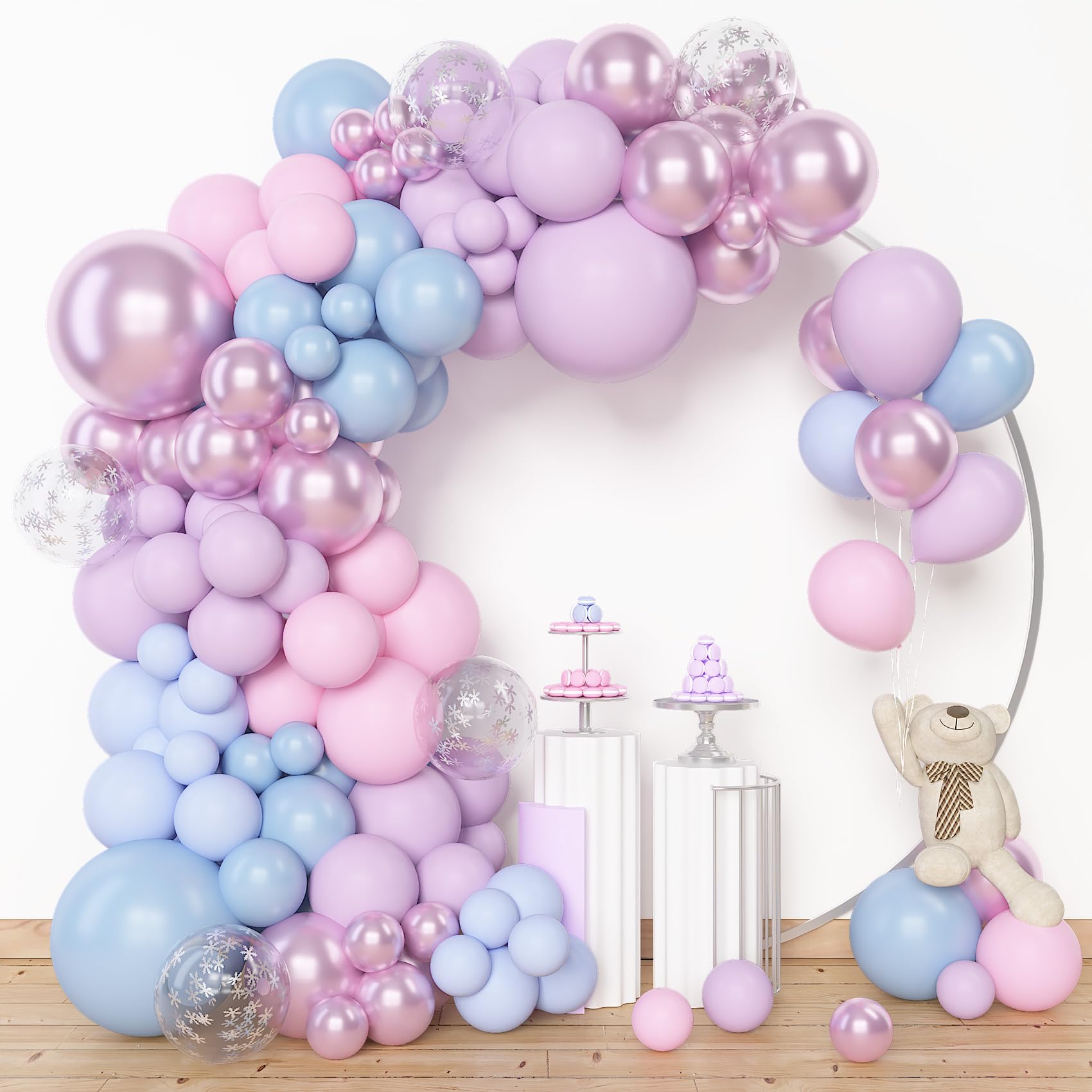 BlueCloudy 153pcs Pink Purple Blue Balloon Arch Garland Kit