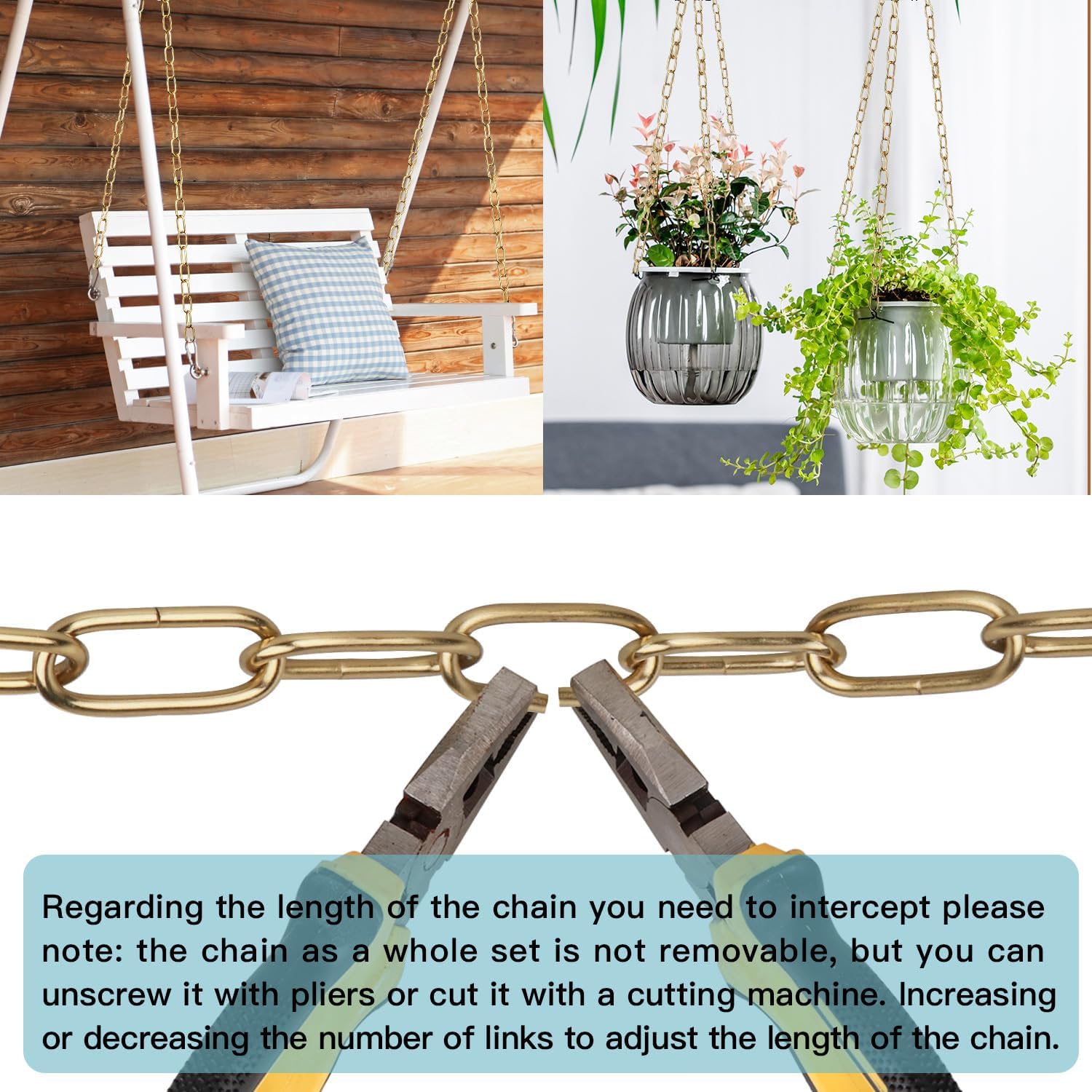 Helunsi Lighting Chain, 6 Feet Imitation Copper Light Fixture Chain, Metal Chandelier Chain Extension with Connection Link Lock, Heavy Duty Hanging Chain Lamp Fixture Pendant Ceiling Decorative Kit 6' - Image 7