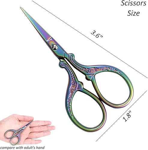 Miniatura 9 de BIHRTC Tijeras pequeñas de 3.6 pulgadas para bordar, tijeras afiladas de acero inoxidable puntiagudas, tijeras de punto de cruz, herramienta de