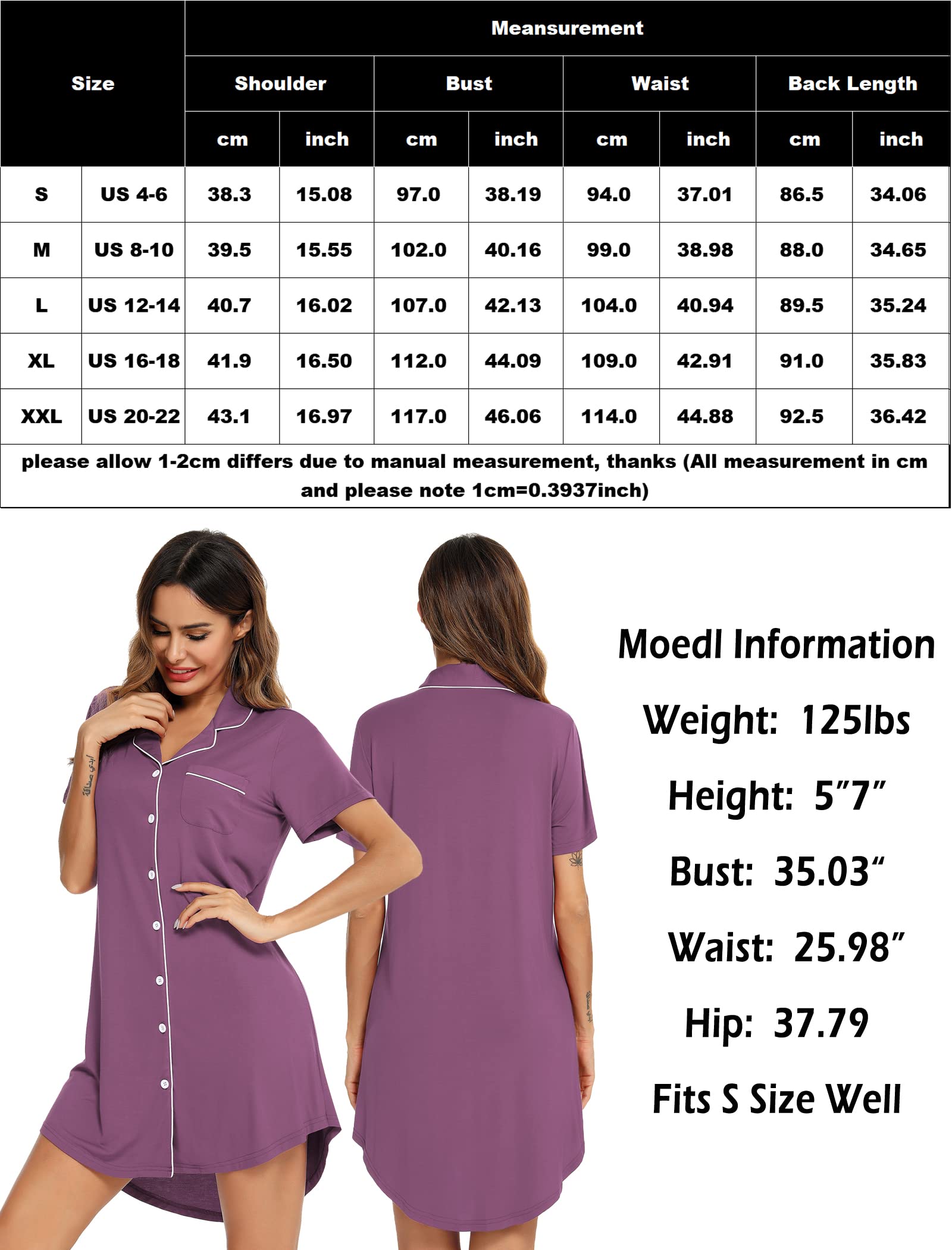 Leikar Casual,v Neck Nightgowns para Mujer