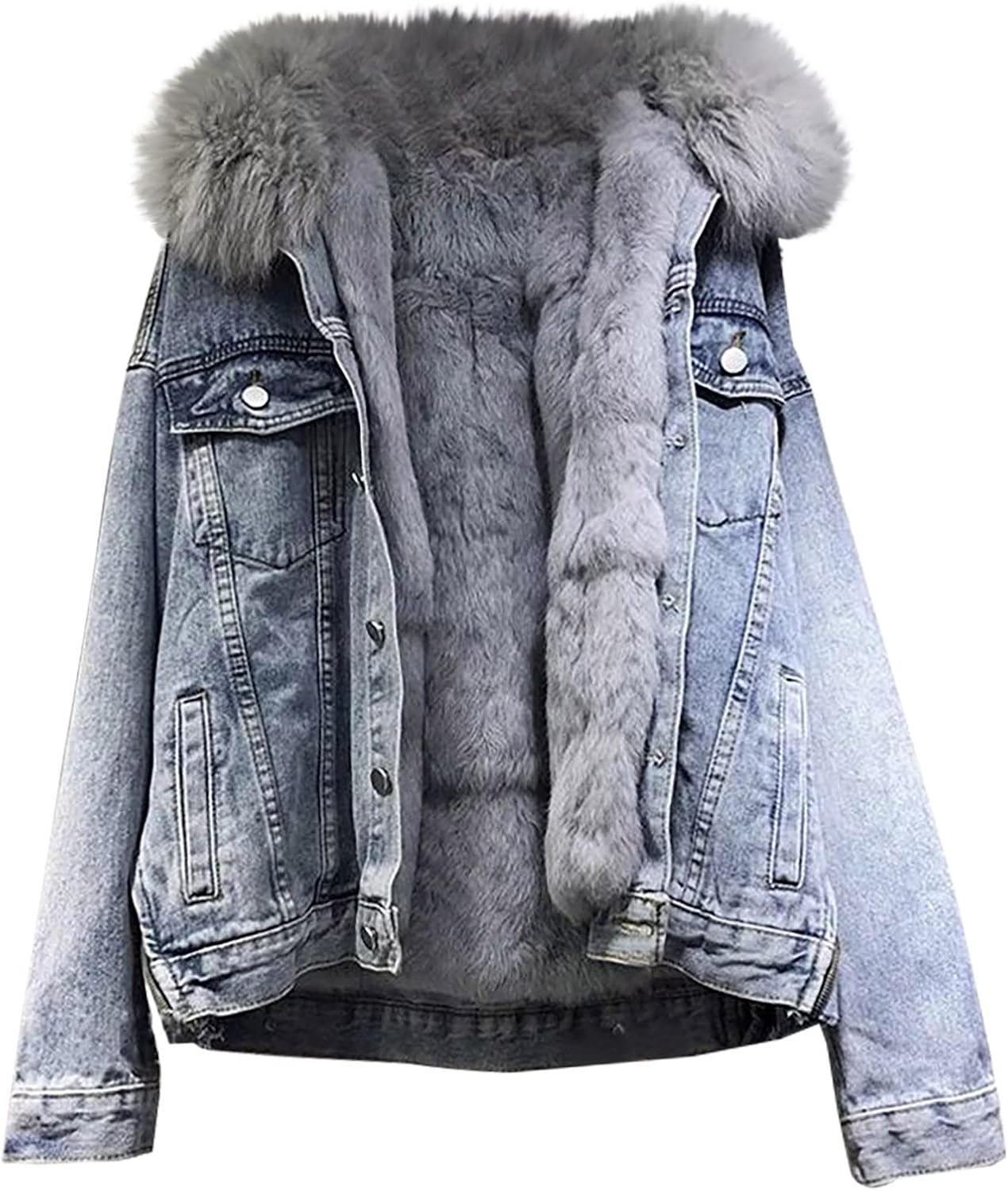 Womens Winter Fuzz Denim Jackets Warm Cowboy Cardigan Coats Plus Size Outdoor Clothing Outerwear 2022 Clothes Teens at  Women's Coats Shop