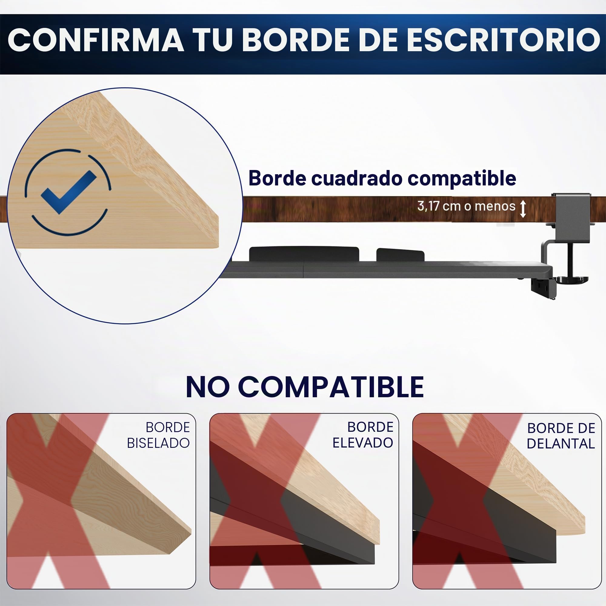 VIVO - Bandeja para teclado para debajo del escritorio, extraíble, con sistema de montaje de abrazadera C extrafuerte, plataforma deslizante para ordenador para escribir y trabajar con ratón