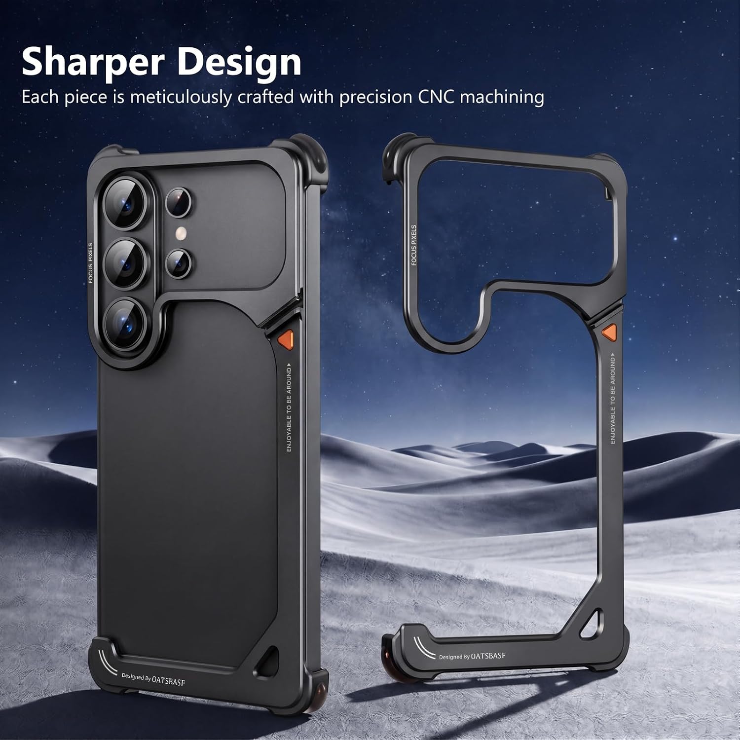 OATSBASF 9 Case for Samsung Galaxy S26 Ultra Bumper Case Metal, Aluminum Frame Slim Fit No Back Design, Compatible with MagSafe, Shockproof Minimalist Frameless Phone Case (Black)