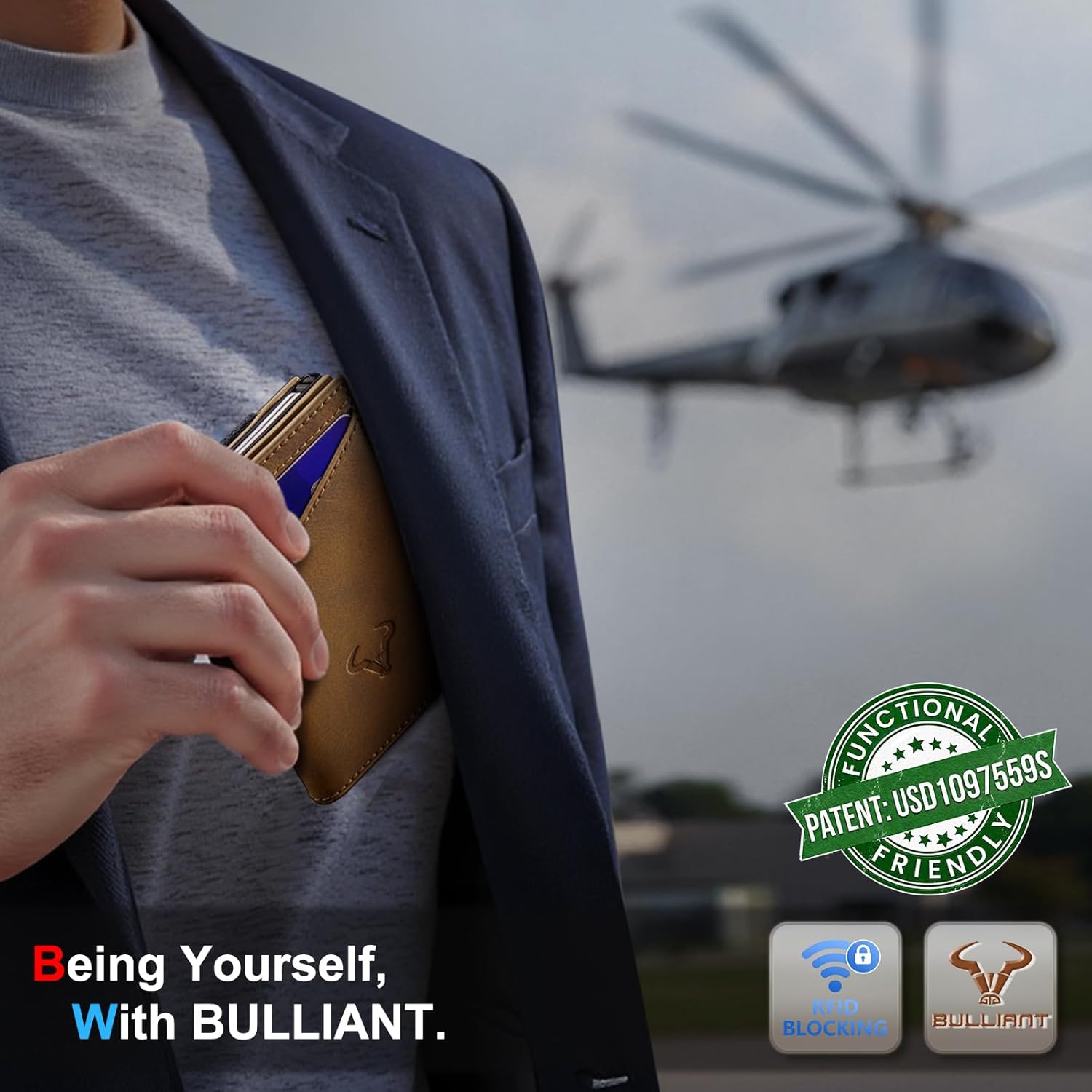 BULLIANT Men Airtag Wallet,Slim Front Pocket Wallet Money Clip for Men Gift 3.8"x2.7",Pop-up Access - Image 3