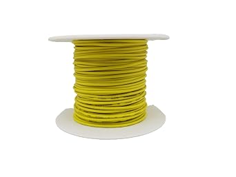100ft 22 AWG Solid Copper Wire, Yellow Hookup Spool, PVC Insulated UL1007