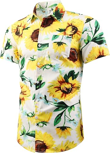 Vista 2 de OCHENTA Hawaiian Shirt for Men Button Down Short Sleeve Casual Aloha Tropical Beach Tops