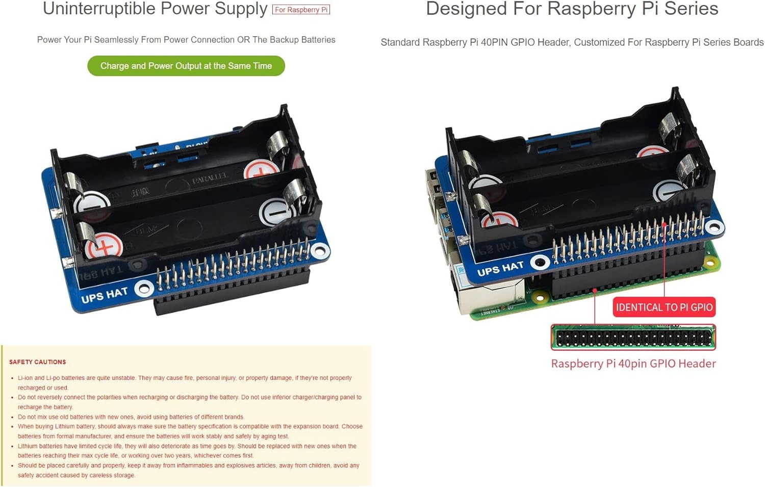 TOP1 UPS HAT for Raspberry Pi 5V Uninterruptible Power Supply Multi Battery Protection Circuits Supports 18650 Lithium Battery
