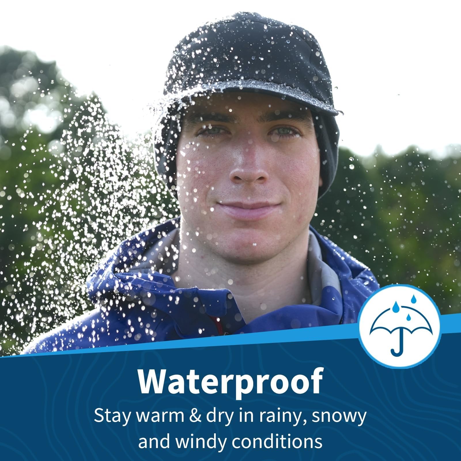 TrailHeads Sombrero de lluvia para hombre, sombrero de invierno al aire libre, sombreros impermeables para hombre, para correr, senderismo, Storm Runner