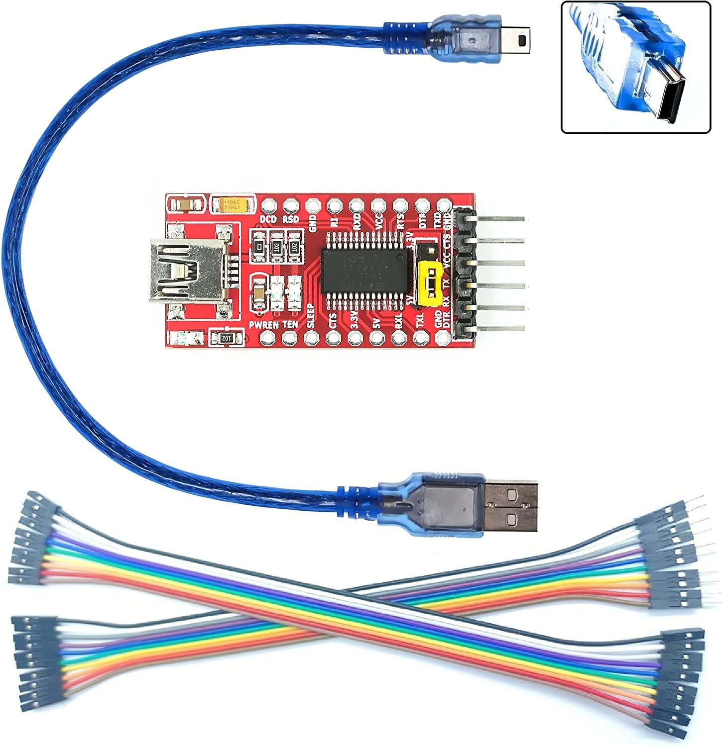 RIV International FTDI USB to TTL FT232RL USB Adapter Board With USB Cable