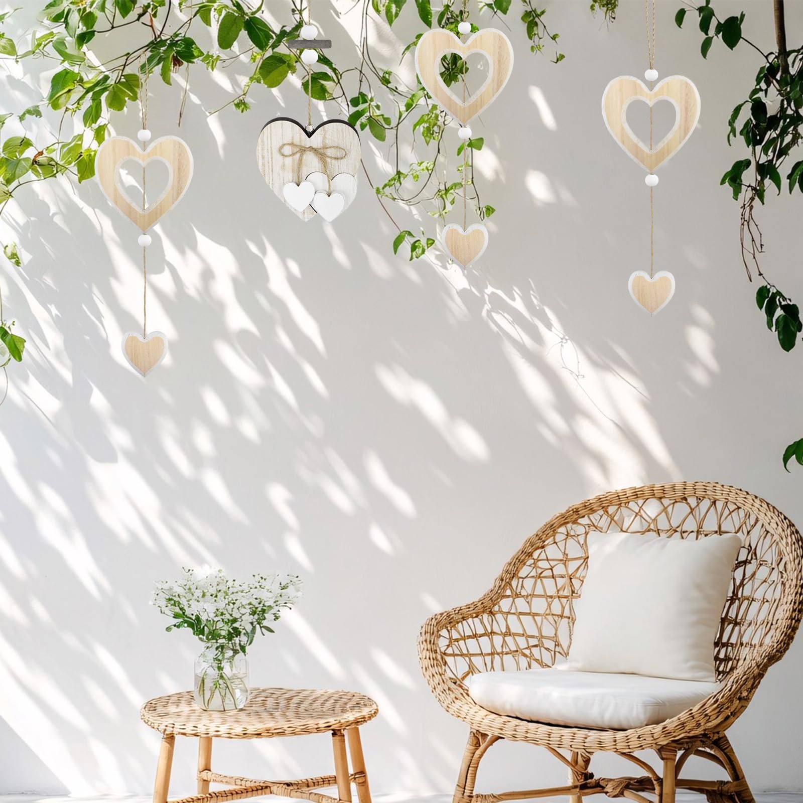 3 Pezzi Decorazioni da Finestra in Legno da Appendere Decorazioni a Forma di Cuore da Appendere Finestra a Ideali per Essere Appese a Pareti Porte Finestre e Balconi