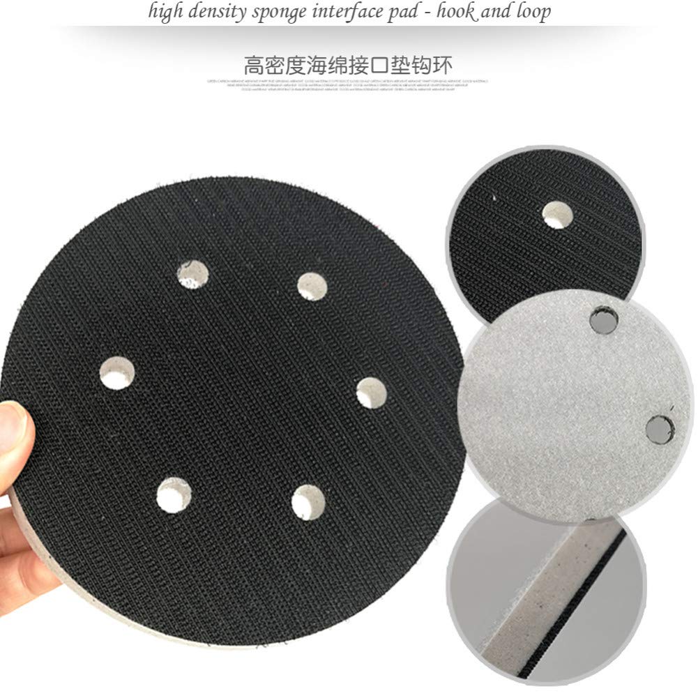 5PCS 6"6-Hole 150mm Almohadilla de interfaz de alta densidad Almohadilla de espuma Almohadilla de pulido Gancho y bucle para amortiguación y protección de piezas de herramientas eléctricas