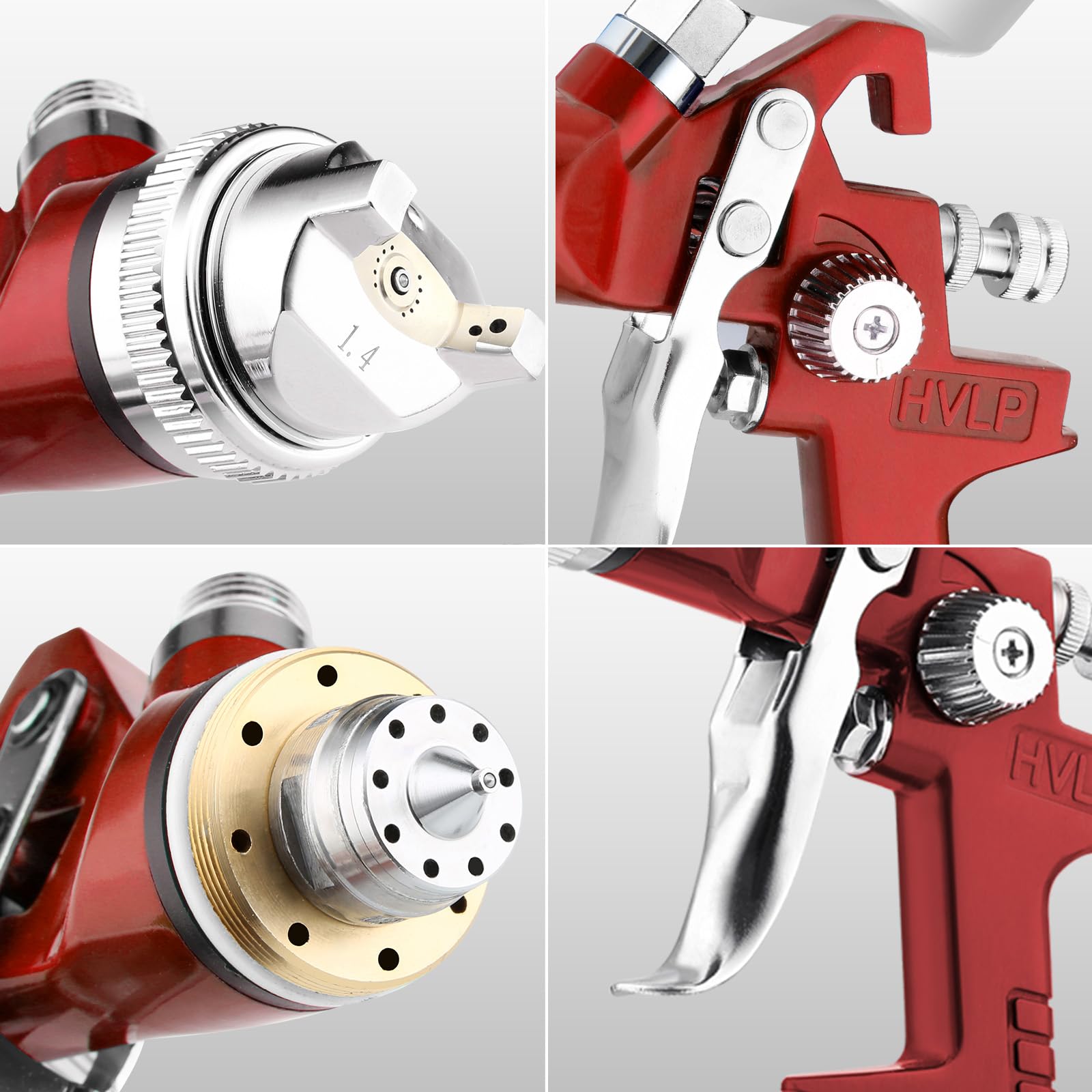 Pistola a spruzzo HVLP, 4 ugelli 1,4/1,7/2,0/2,5mm