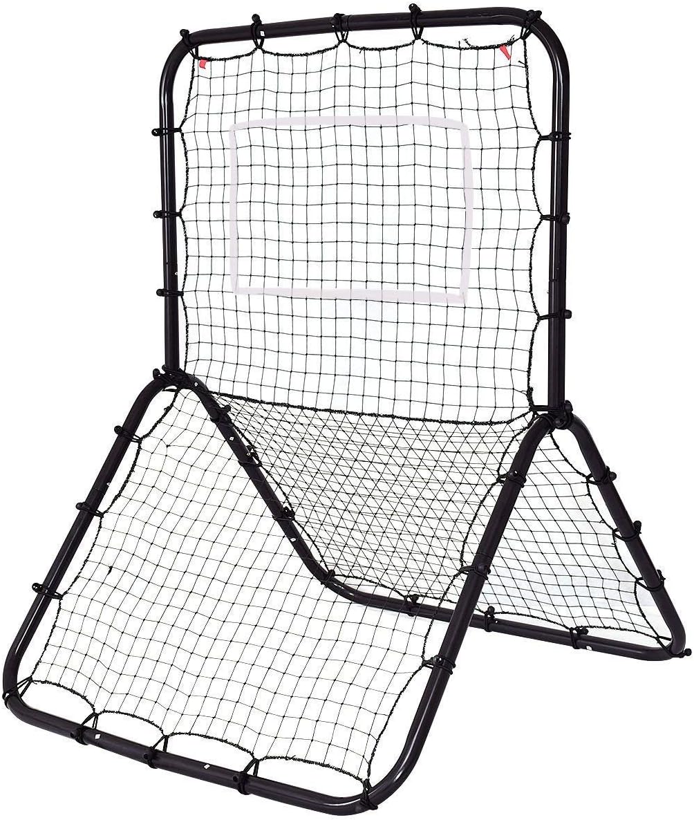 GOFLAME Pitch Back with Baseball Softball Soccer Trainer Rebounder Muti-Sport Return Trainer Baseball Hitting Net for Pitching, Catching, Throwing