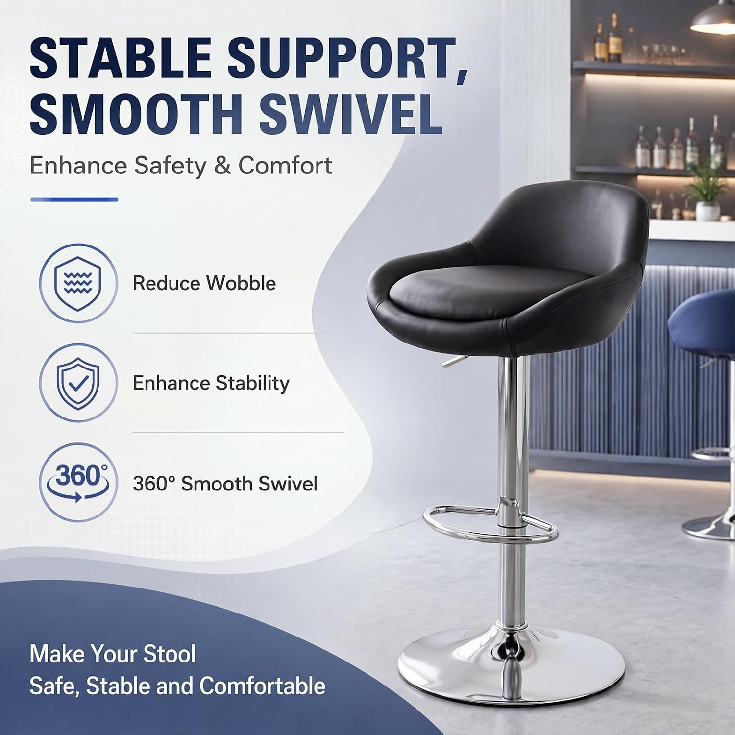 Shimeyao 2 Pcs Bar Stool Base Replacement, 15 Inches