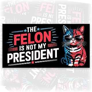 The Felon is Not My President | Bumper Sticker or Car Magnet | Cat Lady Auto Protest Sticker for Trucks Vans Cars [7.5x3.75]