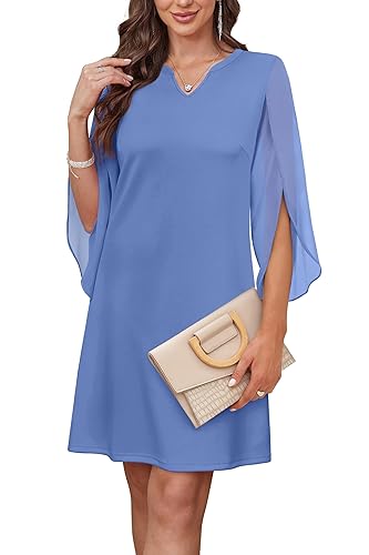 RUMIA Wedding Guest Dresses for Women Chiffon Sleeve Cocktail Dress