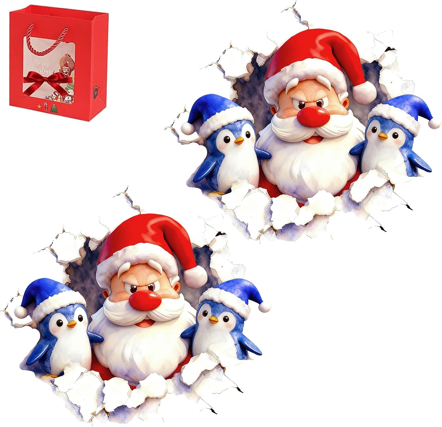Creative Christmas Santa Wall Stickers, Santa Claus Breakthrough Wall Stickers, Funny Christmas Character Wall Sticker– Festive Wall Decor 𝐂hristmas, Living Room Background Decoration