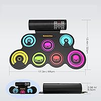 Vista 5 de Juego de batería electrónica de 7 almohadillas (arco iris), kit de batería enrollable con baquetas, batería eléctrica, almohadilla electrónica