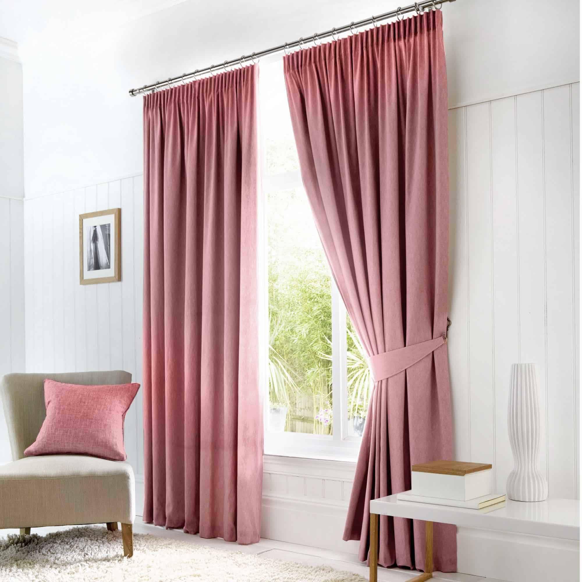 Fusion Dijon Blackout Pencil Pleat Lined Curtains, Blush, 66 x 90 Inch