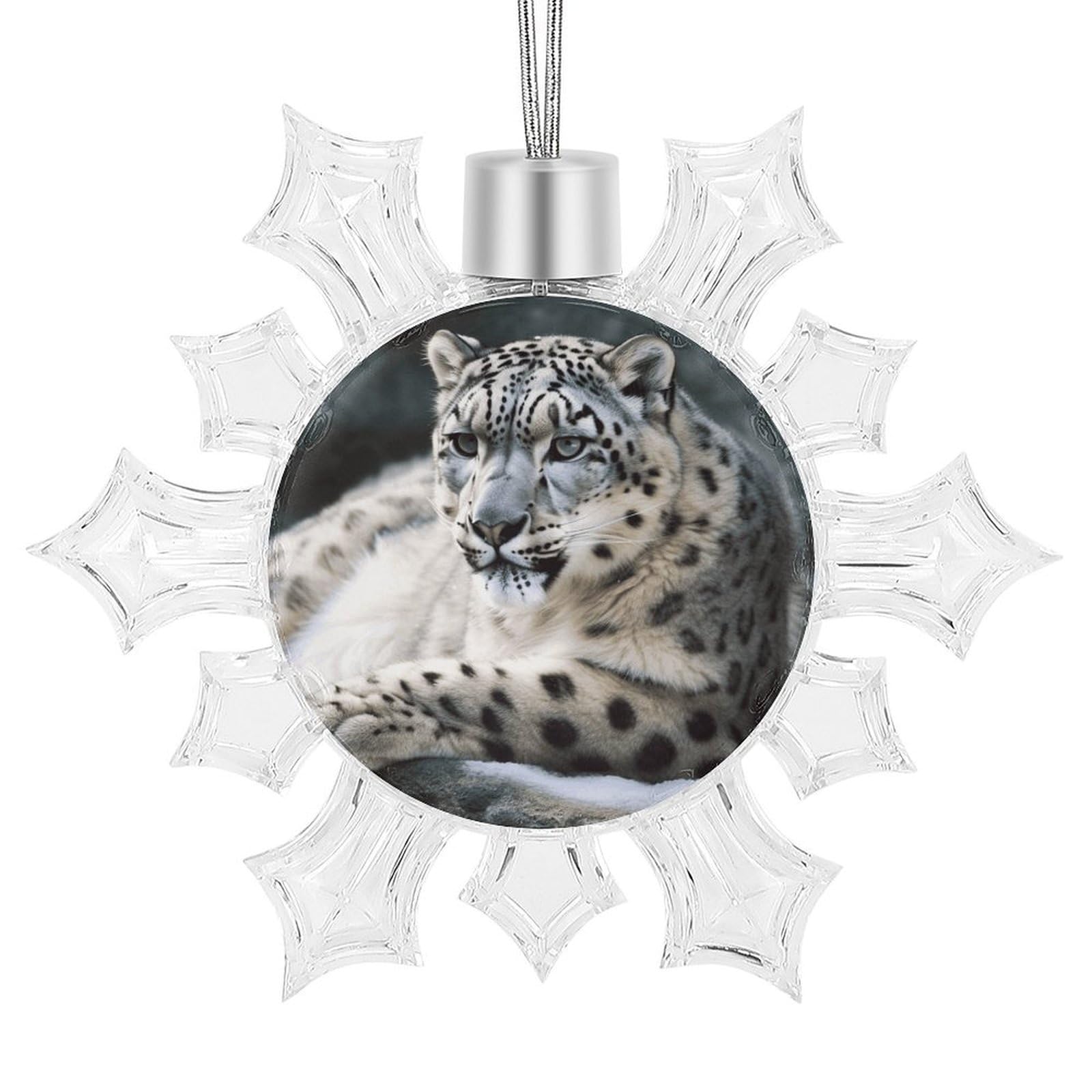 Snow Leopard Snowflake Ornaments Cute Snowflake Pendant Exquisite Christmas Tree Ornaments for Christmas Weddings New Year Birthday Holiday Celebration