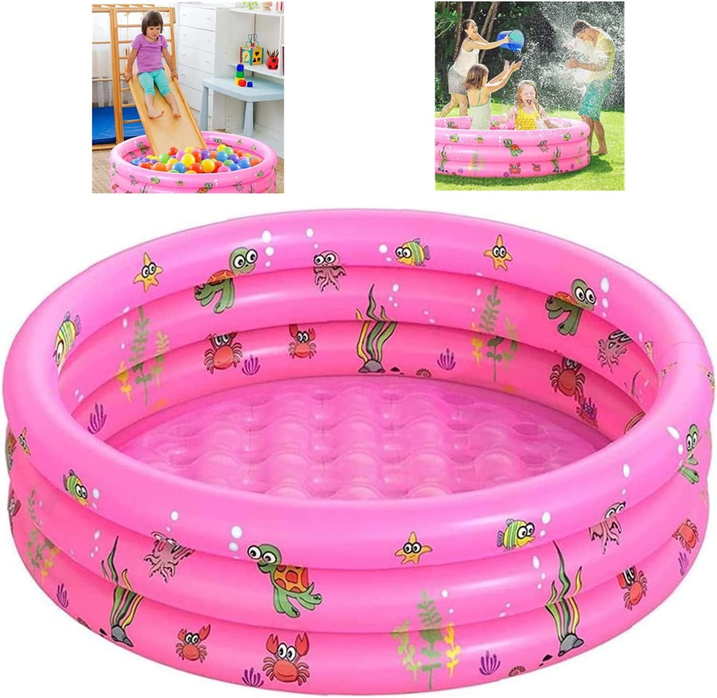 Jesir Alberca Inflable para Niños,Mini Piscina Infantil Redonda De 3 Niveles,Juguete De Agua para Adultos para Niños Y Niñas De Verano,150x40 Cm (Rosa 150X40)