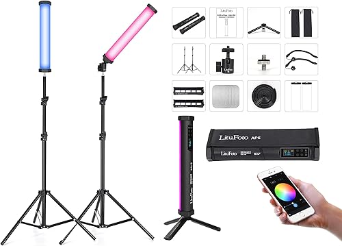 LituFoto R6 - Juego de 2 tubos de luz LED RGB de mano varita de iluminación de fotografía para grabación de video equipada con mini trípode soporte disponible en Yaxa Guatemala