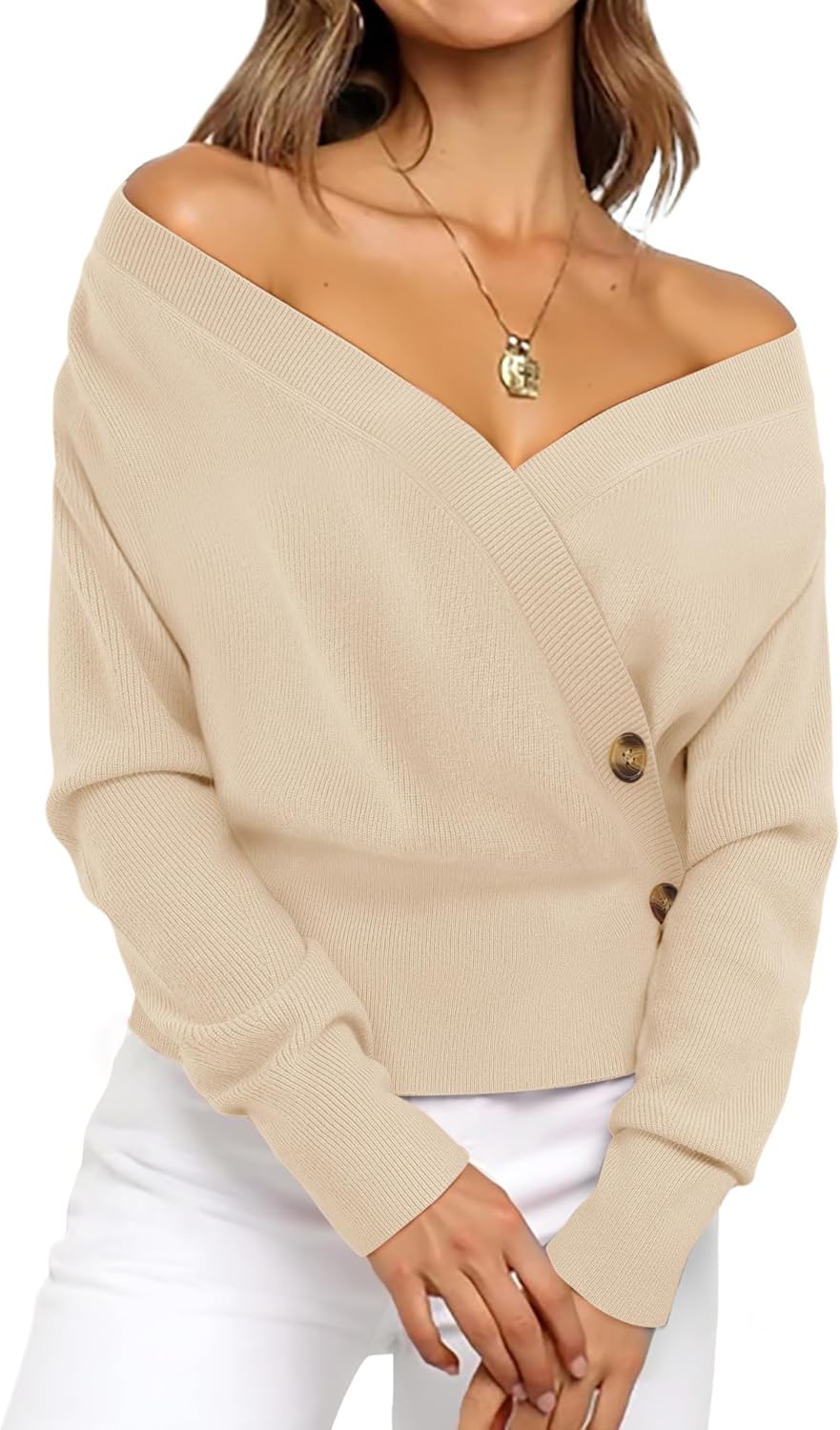 Timeson Womens Sweaters 2026 Long Sleeve V Neck Business Casual Pullover Knit Tops