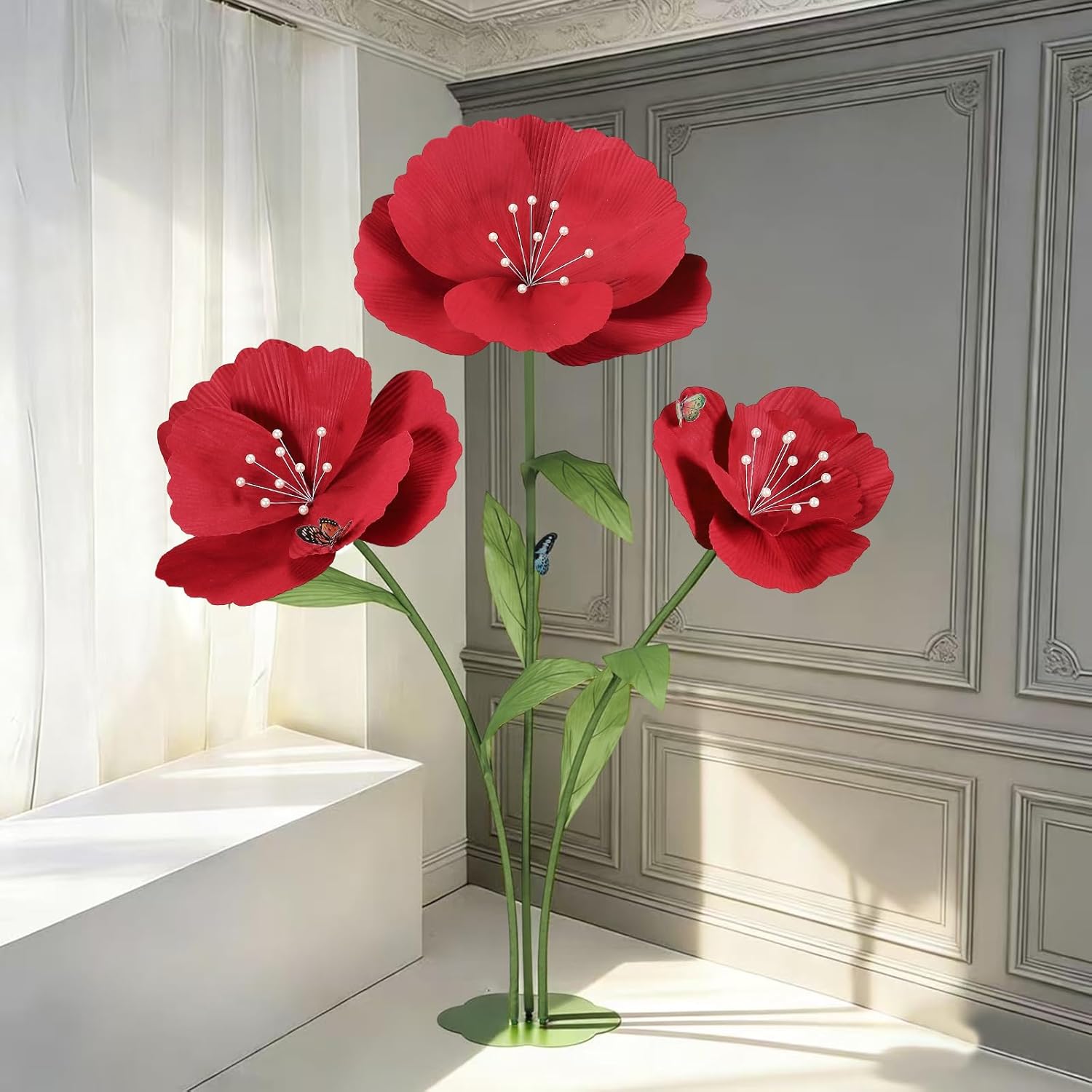 Giant Artificial Flowers for Decoration,Large Floral Decorations for Birthday Parties,Gardens,Hotels,Offices,Home Farmhouse Decor,Weddings,Art Galleries,Stores(Wine)