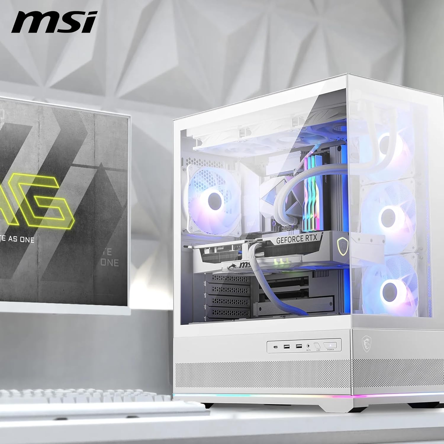 MSI MAG PANO 110R PZ WHITE - Mid-tower Gaming PC Case - Supports up to 400 mm GPU in length, Removable Dust Filters, USB 20Gbps (Type-C), Back-connect ATX & Micro-ATX Motherboard support.